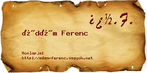 Ádám Ferenc névjegykártya